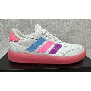Adidas Courtblock J Girls Sneakers Size 6 White Pink Casual Shoes JQ7350